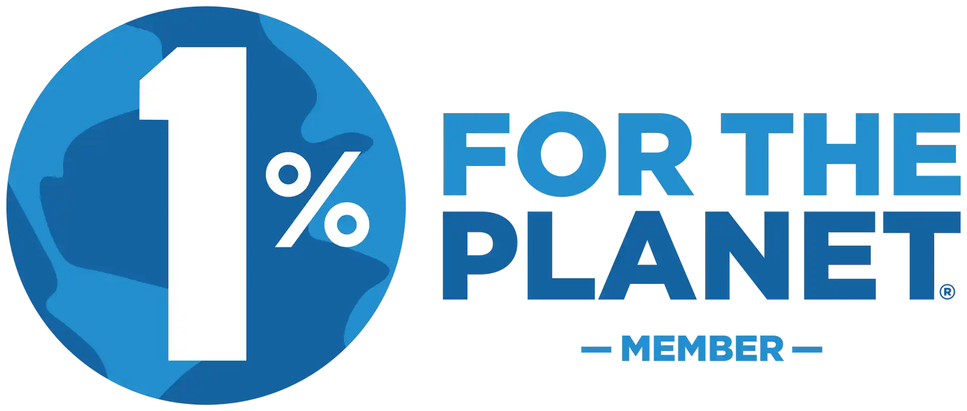 Blue 1 Percent for the Planet Member logo.