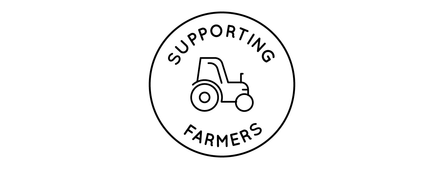 Supporting farmers icon with illustration of a tractor.