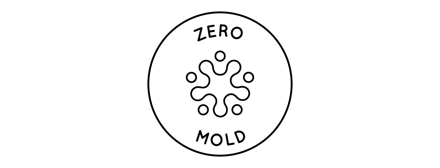 Zero mold icon with illustration of mold spore.